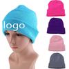 Autumn Winter Warm Hats Small Batch 3D Embroidery Solid Color Plain Knitted Hats with Heat Transfer Printing Processing