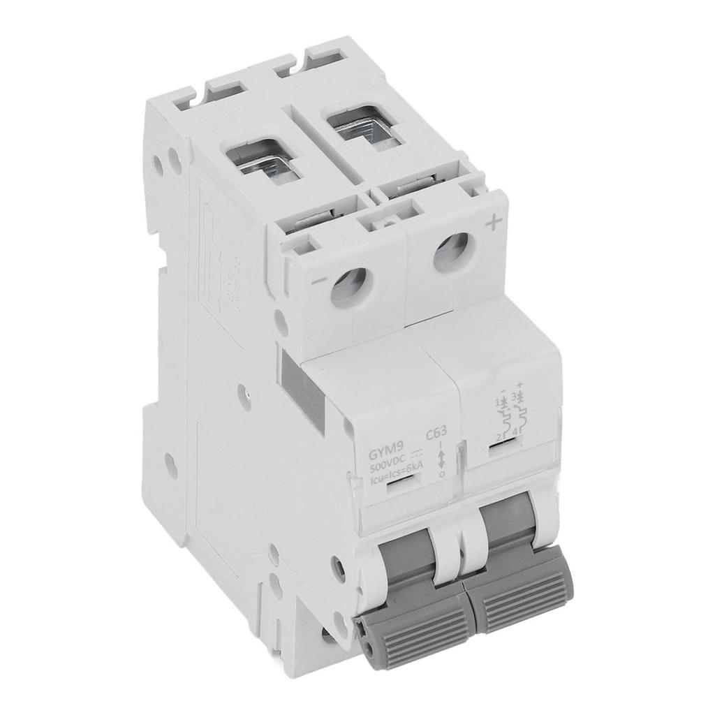 Circuit Breaker Mini 2P MCB Air Switch Overload Protector DC 500V 63A for Home Office