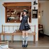 New Mesh Splicing Bud Skirt Design Sense Retro Sweet College Style Doll Collar Plaid Women's Dress