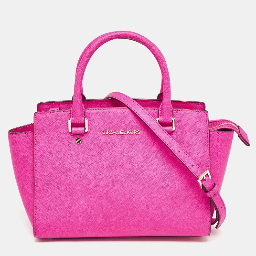 

Michael Kors Magenta Selma Tote Medium из сафьяновой кожи розовый