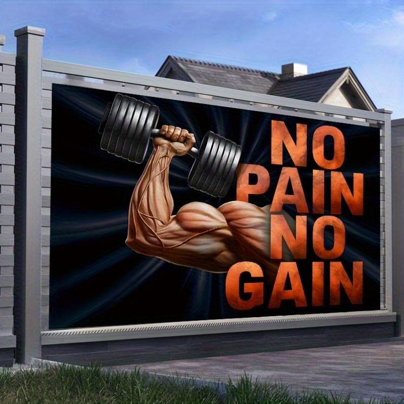 1 Piece of "Pain Free" Inspirational Polyester Background Fabric with Strong Arm Design, Suitable for Home, Gym, Club