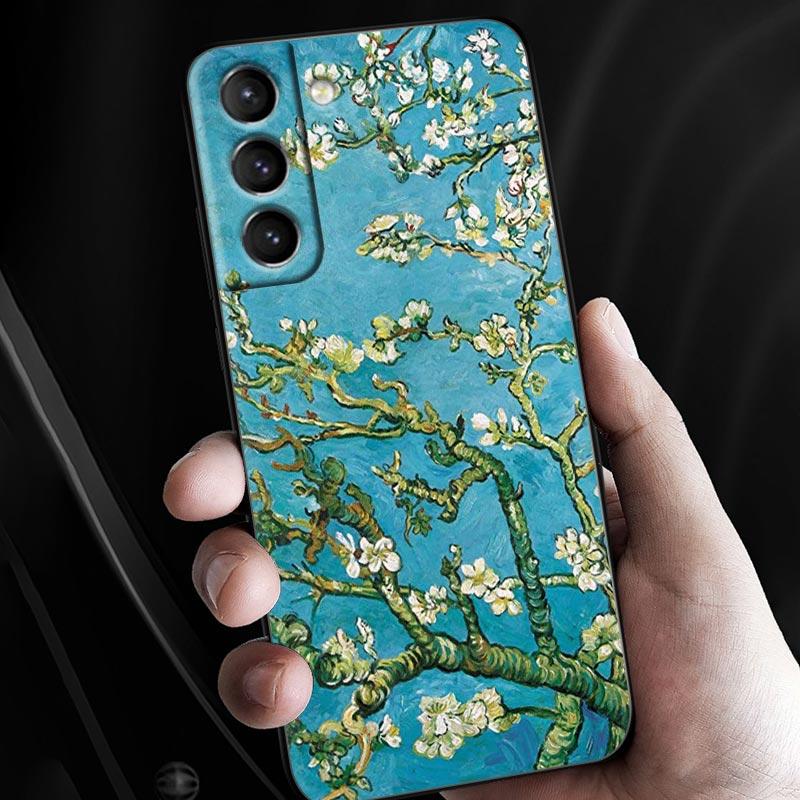 Van Gogh Painting Case For Samsung Galaxy S24 S23 Ultra S21 FE S20 S22 Ultra S10 Plus Starry Sky Cover Sunflower Almond Blossoms