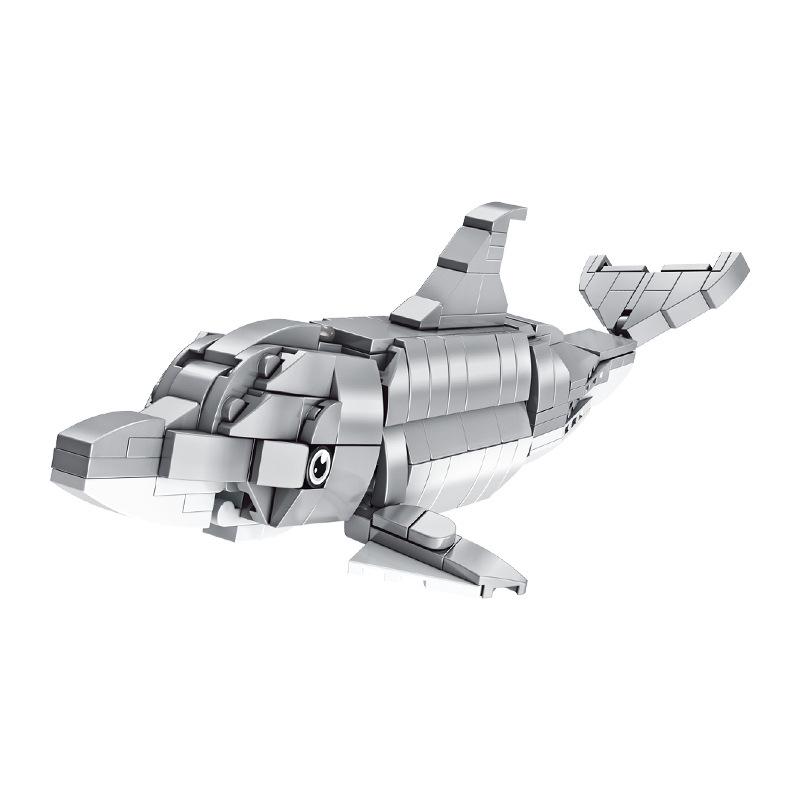 Panlos Mecha Sea Animals: Shark, Dolphin, Turtle, Clownfish Building Blocks Set