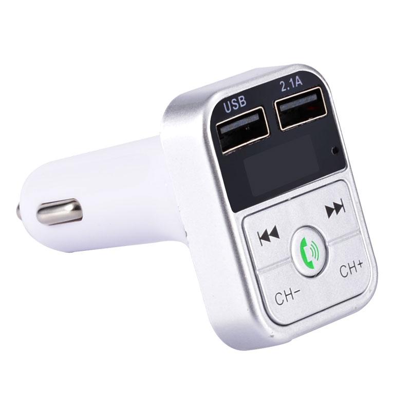 

FM-передатчик беспроводной Bluetooth-совместимый Hands-free MP3-аудио музыкальный плеер Dual USB Радиомодулятор Автомобильный комплект Зарядное устройство 2.1A серебряный
