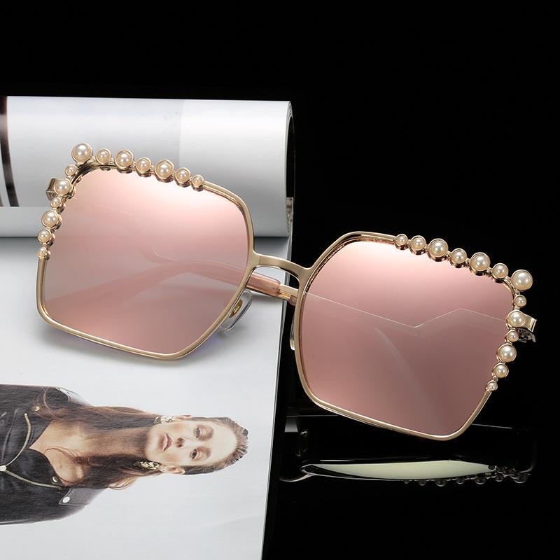 Oversized Square Sun Glasses Ladies New Luxury Pearl Sunglasses Women Brand Designer Fashion Shades Big Frame Eyewear
