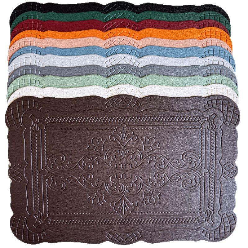 Nordic Style Retro Embossed Faux Leather Placemat – Heat-Resistant, Insulating, Waterproof, and Oil-Proof Table Mat.
