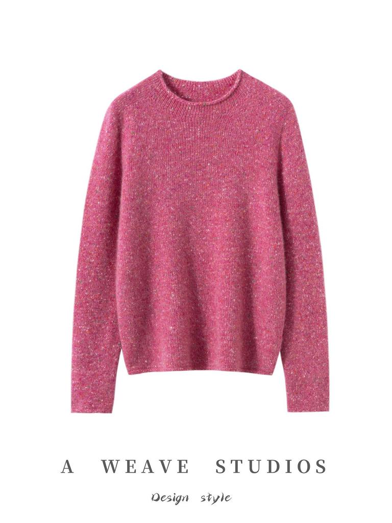 100% Cashmere Women's Round Neck Knit Sweater