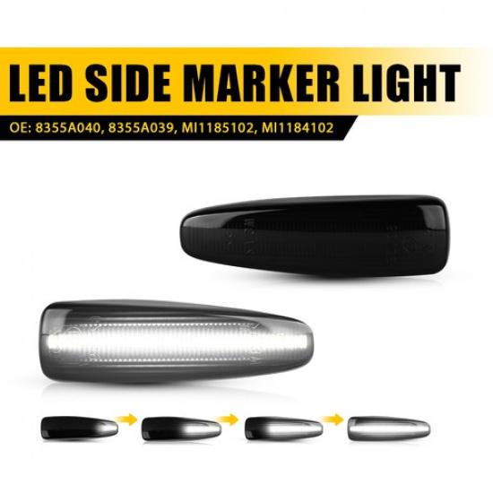 Sequential White LED Front Side Fender Light Fit Mitsubishi Lancer EVO Outlander