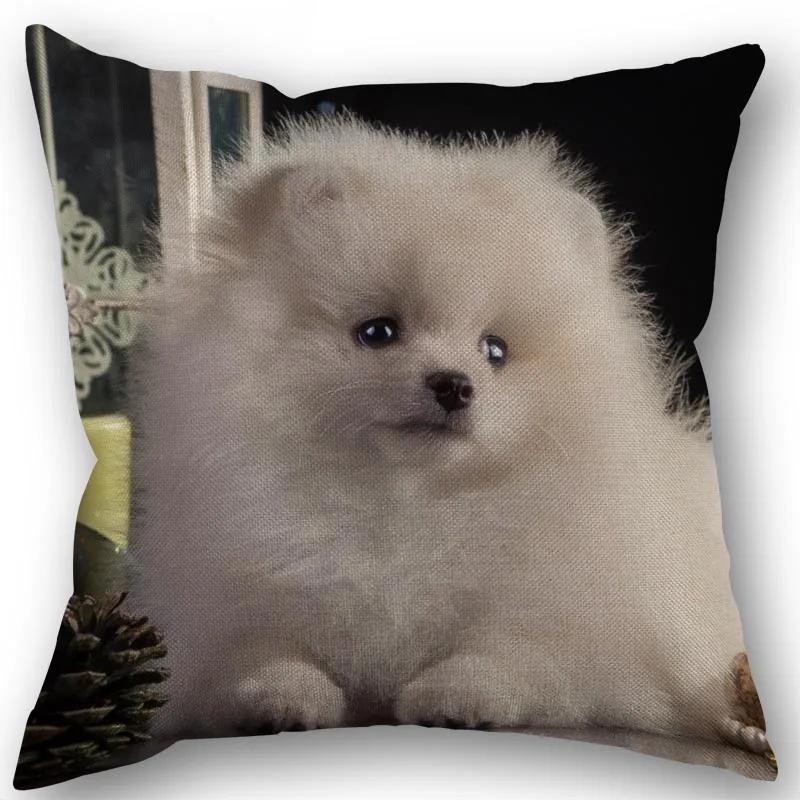 New Custom Pomeranian Dog Pillowcase Cotton Linen Fabric Square Zipper Pillowcase 45X45Cm Wedding Decorative Pillow Cover