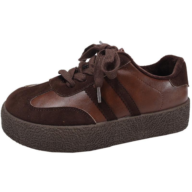 Thick sole simple casual versatile velvet thickened baseplate shoes women's 2025 new autumn and winter warm light sports shoes