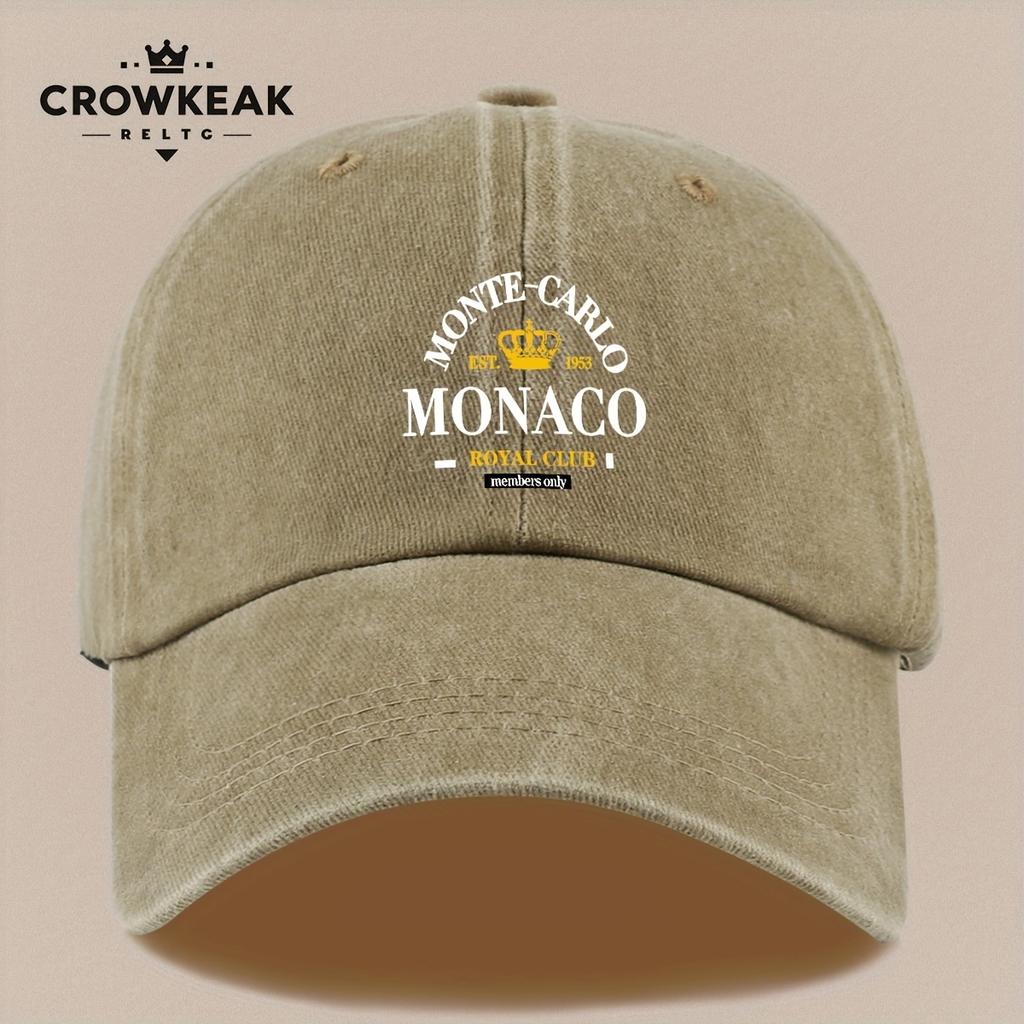 Casquette de baseball Vintage Monaco Royal Club Imprimé Snapback Réglable Chapeau Léger Unisexe pour Pêche en Plein Air Plage BBQ