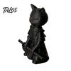 Cat Themed Home Decor 3D Printed Knight Figurine, Meditating Desk with Zen Warrior Pose, Showcase Ornament Minimalist Frosted Animal Sculpture