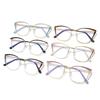 Trendy Glasses Frame Two-Color Flat Glasses Women'S Metal Anti-Blue Cat Glasses Frame Can Be Equipped With Myopia Glasses