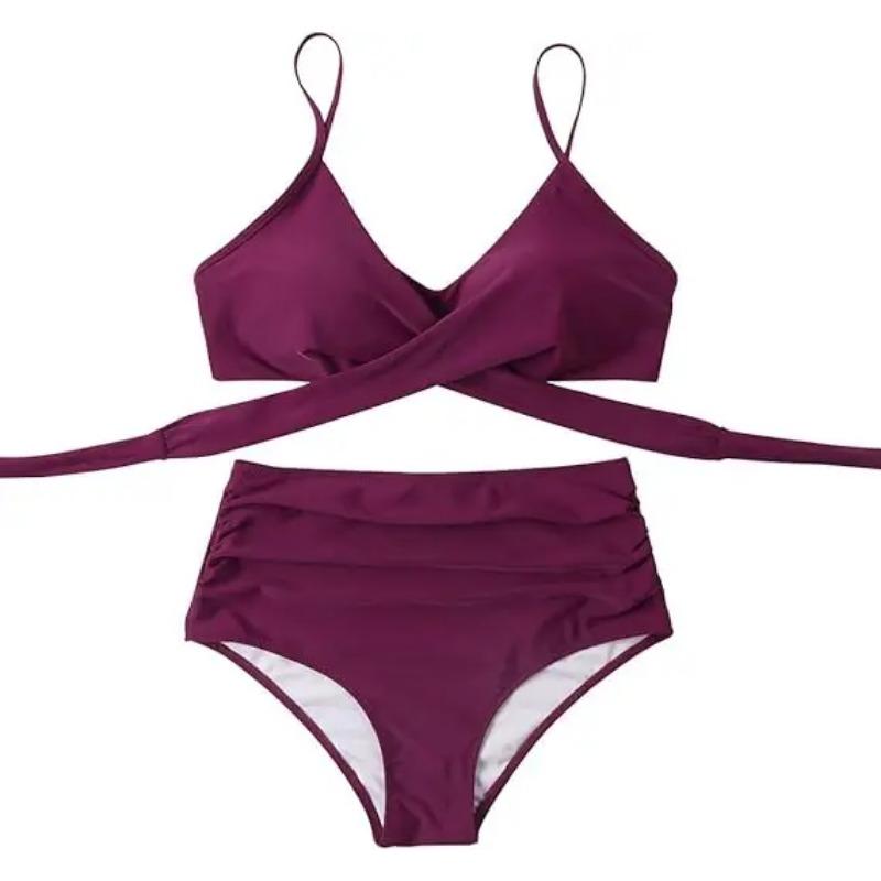 

Сексуальний комплект бікіні з високою талією, 2025, купальний костюм Biquini, жіночий купальник із двох частин, пляжний одяг із квітковим малюнком, купальні костюми з v-подібним вирізом, жіночі XL