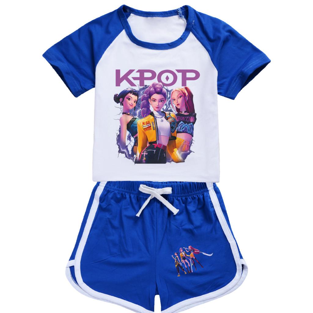 5112 Kids Girls POP Rumi Zoey Mira Print T-shirt Shorts Sport Tracksuit Clothes Set