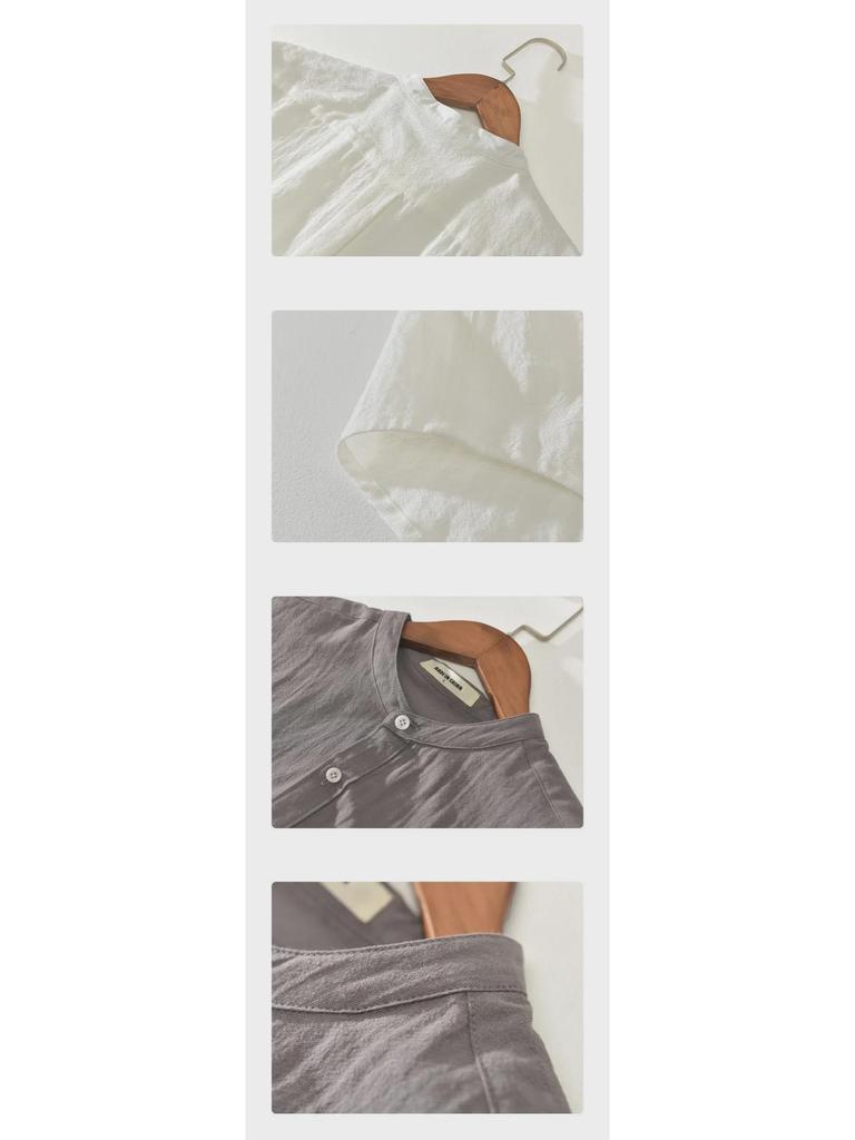 Men's 2021 Summer Cotton & Linen Retro Stand-Up Collar Short-Sleeve Shirt
