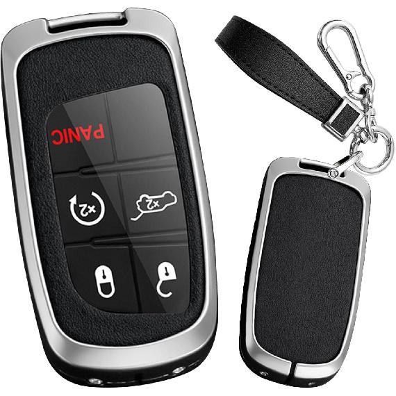 2/3/4/5 Tasten Smart Key Fob Hülle mit Schlüsselanhänger Passend für Jeep Fernbedienung Schlüssel Hülle Case Kompatibel mit Jeep Grand Cherokee für Dodge Challenger Charger
