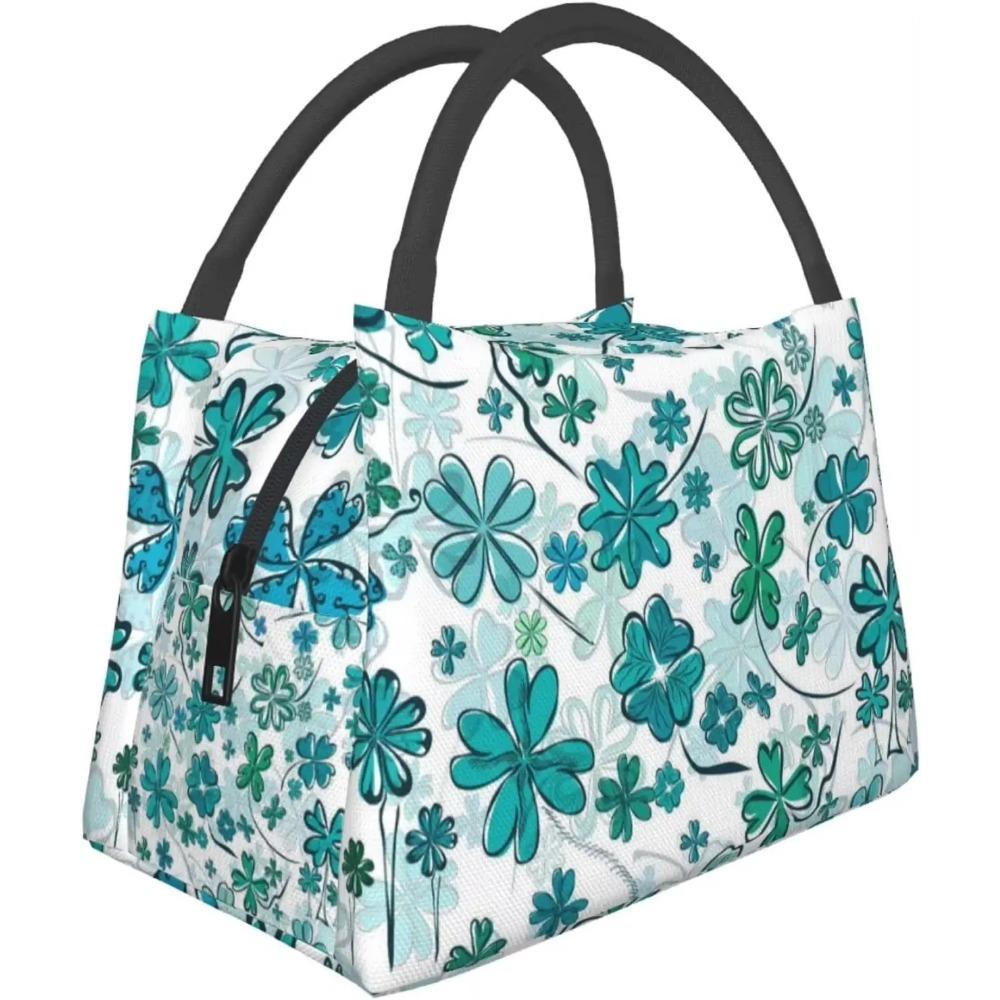 

улица. День Святого Патрика Зеленый Трилистник Клевер Сумка для Ланча Портативная Многоразовая Изотермическая Ланч-Бокс для Женщин Мужчин Работа Школа Пикник Путешествия 28x17x16CM зелёный