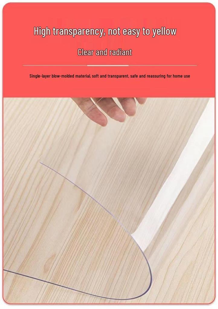 Clear PVC Heat-Resistant Table Mat, Anti-Scald, Soft Glass Tablecloth, Waterproof, Oilproof Protective Mat