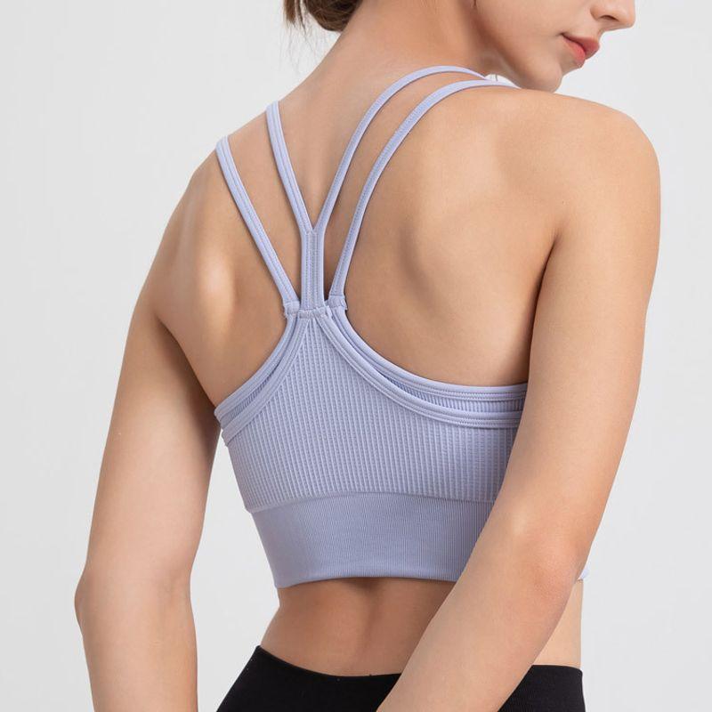 One-Piece Fixed Back Fake Two-Piece Sports Intimates Women's Bubble Wrap Push-up Running Yoga Workout Clothes Bra Vest