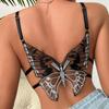 Reggiseno a bretellina in pizzo da donna con schiena in rete e decorazione a farfalla