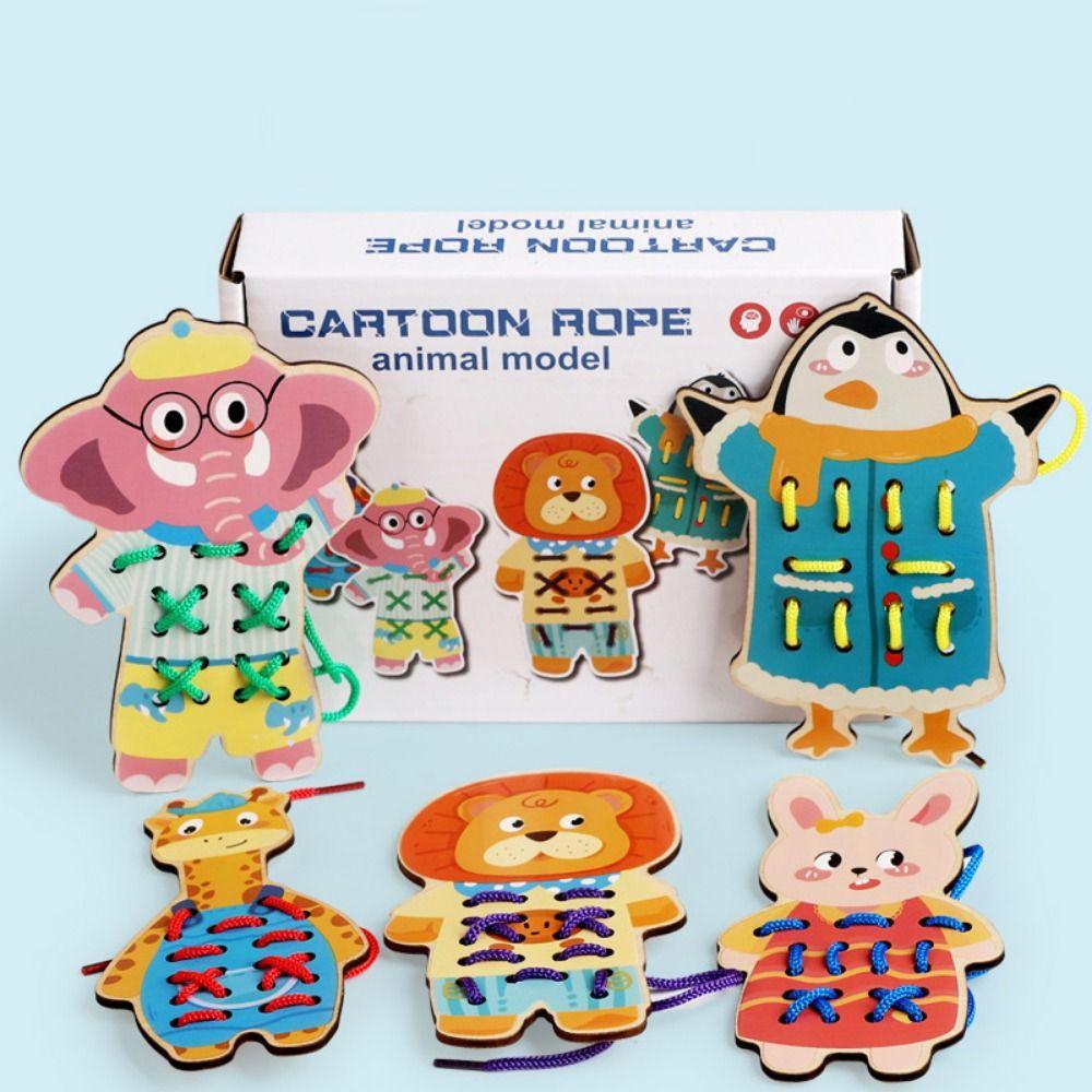Fine Motor Skill Wooden Lacing Toy Hand-eye Coordination Caterpillars Eat Fruit Training