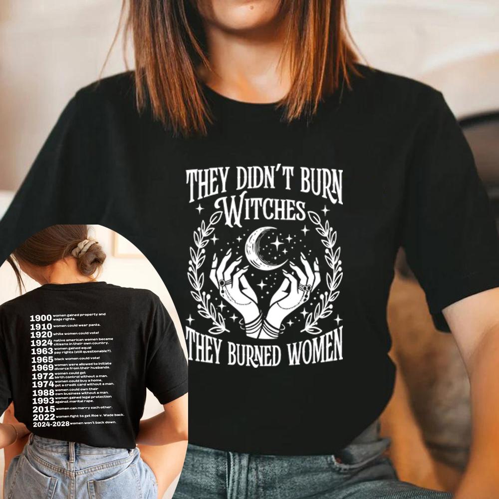 Они не сжигали ведьм Футболка феминистки Pro Choice Футболка ведьминская футболка феминистки Женские футболки Двусторонние топы с надписью «Права женщин» S чёрный