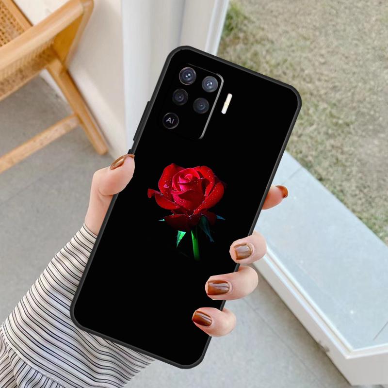 Bright Red Roses Flowers Case For Oppo A94 A74 A54 A80 A60 A40 A18 A38 A58 A78 A98 A96 A76 A16 A15 A17 A57 A77 A5 Pro