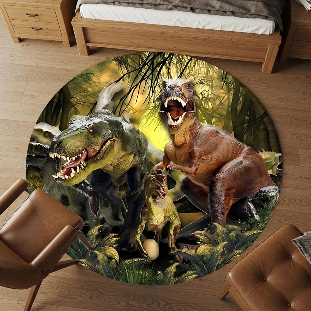 1pc Dinosaur Forest Round Chair mat Area Rug - Non-Slip, Floor Mat for Office, Bedroom, and Indoor Decor c1125318