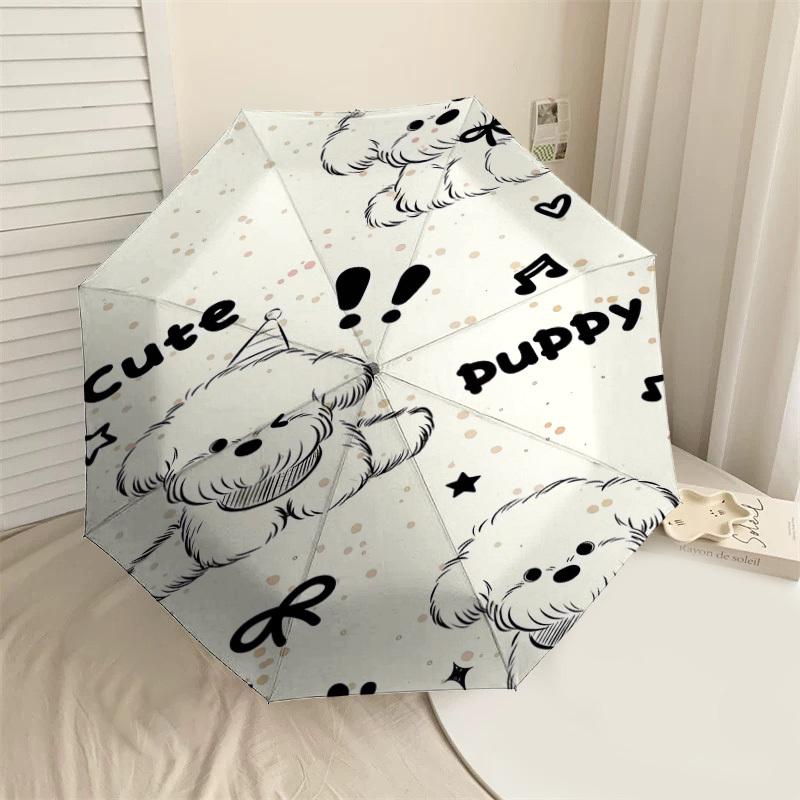 

1PC cute puppy Umbrella-8-Rib Reinforced Portable Folding Travel Suitable for All Seasons Outdoor Daily Use-J363