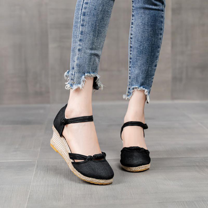 Women's Summer 2025 Slope Heel Roman Sandals - European & American Style