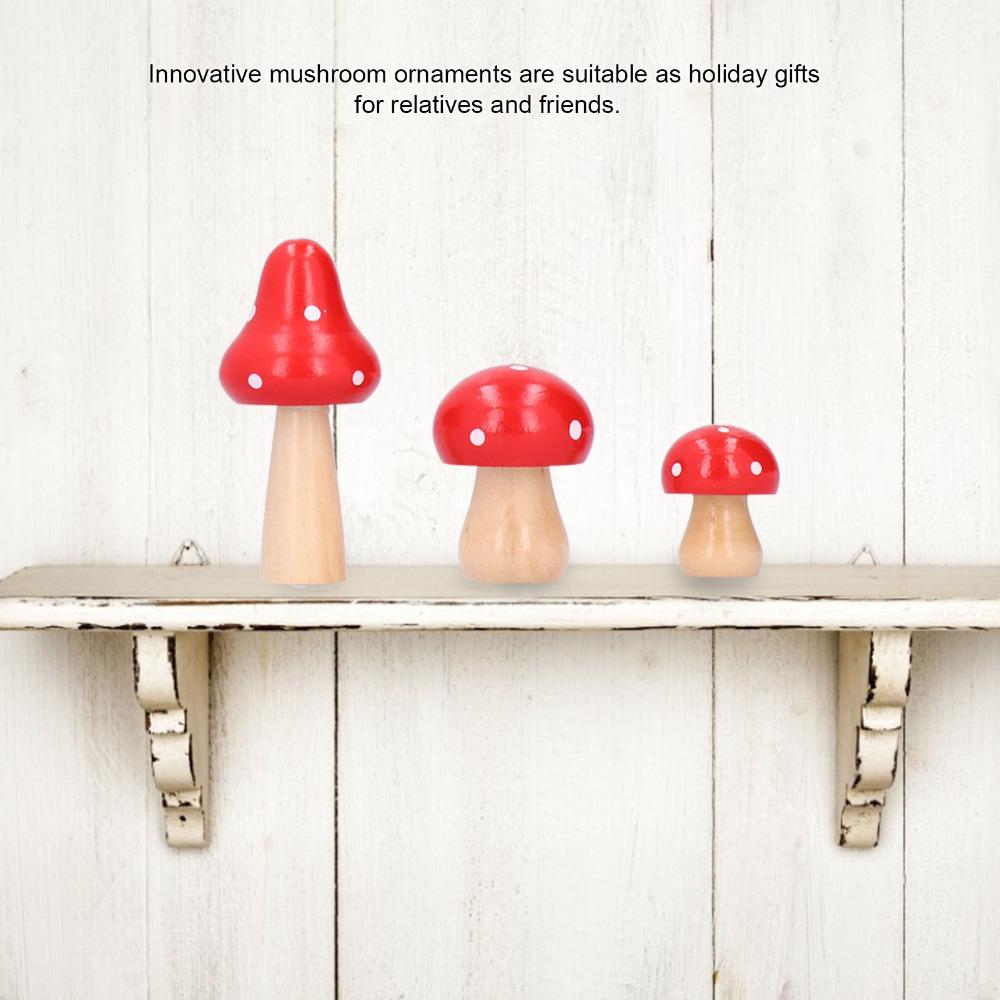 3pcs Wood Mushroom Ornament S L M Indoor Decoration Figurine Festival Gift Ornament  Bedroom