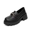 New Women's Shoes Soft Leather Versatile Small Leather Shoes Autumn Thick Sole Height Increase One Pedal Single Shoes