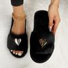 New High-end Fashion Love-decorated Plush Slippers for Women with Open Toes Soft and Comfortable, Lightweight, Suitable for Bedroom, Living Room, Home