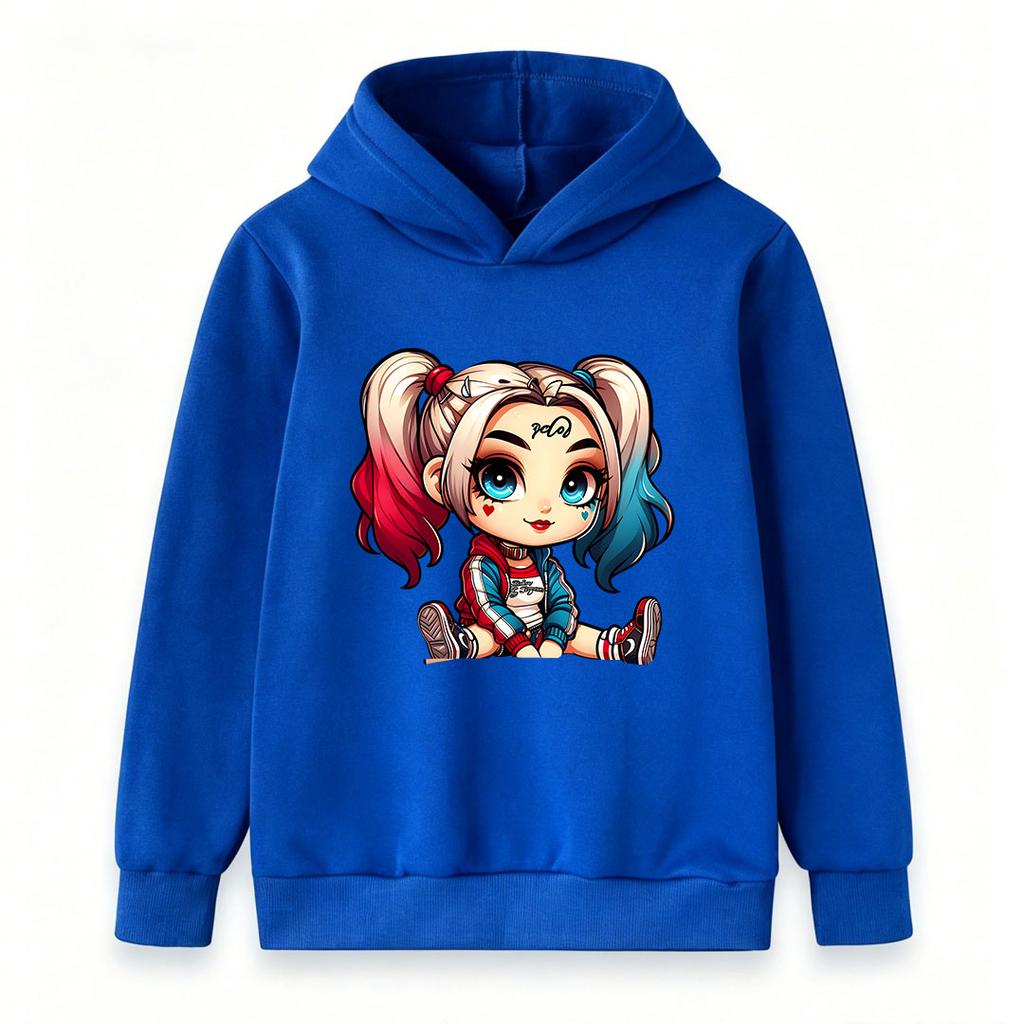 Kids Boys Girls Pullover Hoodie, Cute Cartoon Chibi Character Print Long Sleeve Casual Soft Comfortable Hooded Sweatshirt for Daily Wear Outing Activi