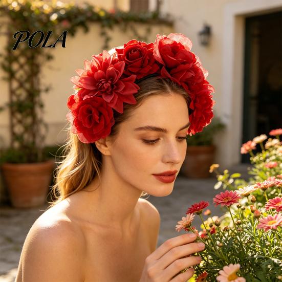 Dance Headband 3D Flowers Hair Hoop, Halloween Party Headband, Simulated Long-lasting Hairband Rose for Vacation Accessories Gift Photogenic Accessory