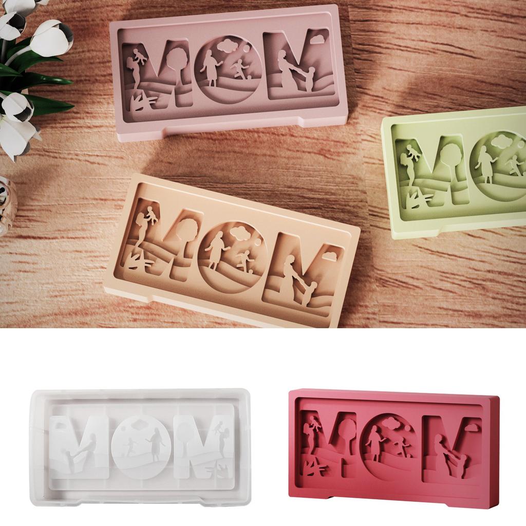 MOM Ornament Plaster Silicone Mold DIY Letter Candle Aromatherapy Making Epoxy Resin Molds Mother's Day Holiday Gifts Casting
