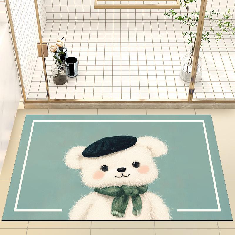 Cartoon Tier Badezimmermatte Rutschfeste Schnelltrocknende Matte Haushaltstoilettenteppich Saugfähige Matte für Badezimmertür