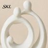Minimalist Home Decor 3D Printed Abstract Holy Family Statue, White Circular Embracing Art Sculpture, Modern Entryway Decorative Accents Aesthetic for