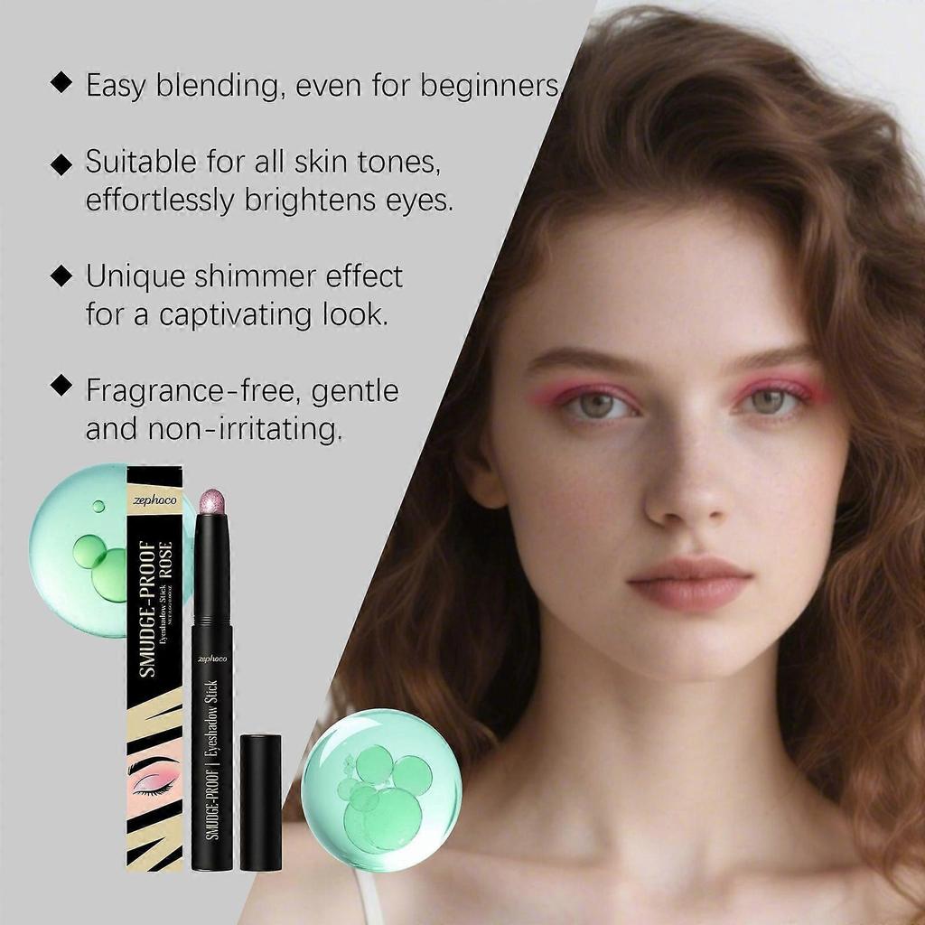 Zephoco Shimmer Eyeshadow Pen Rose Silk Cream Glitter Easy To Apply Highlight Natural Eye Makeup