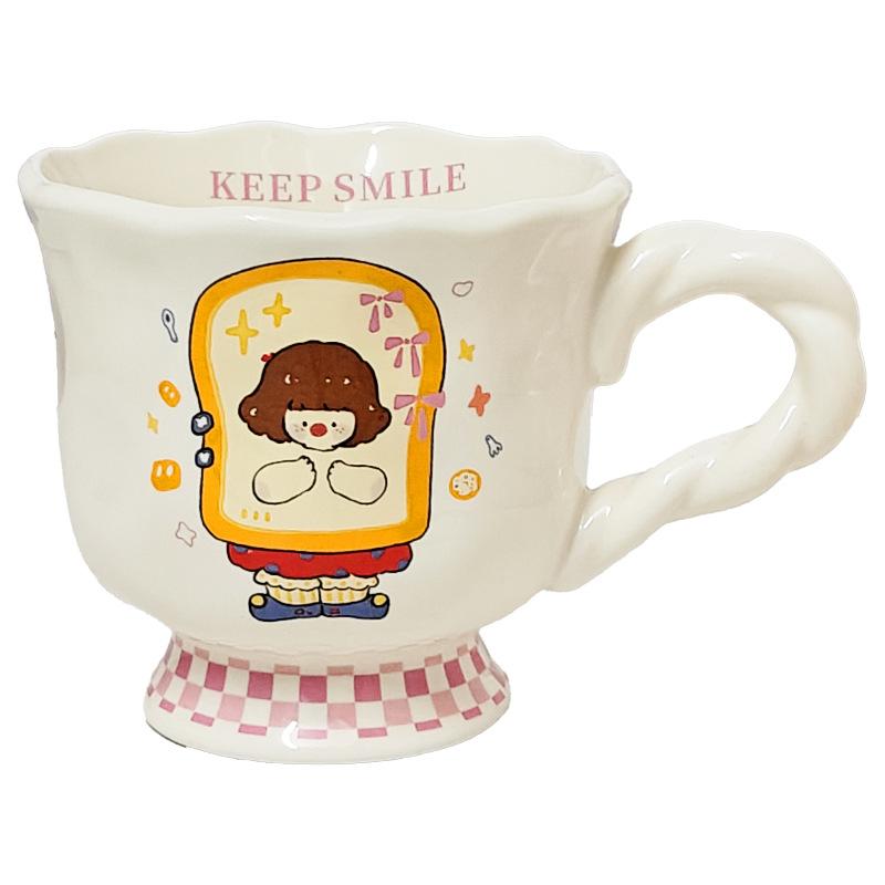 High Value Ceramic Cup with Spoon for Home Use Cute Couple Water Cup Gift Box Creative Hand Gift Mug