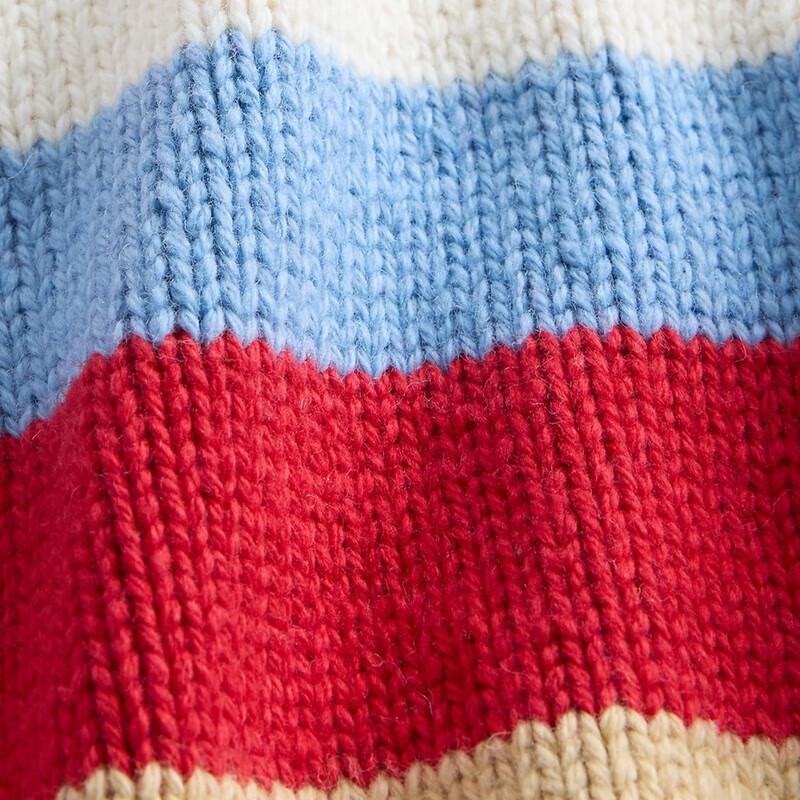 GAP Girls' 2025 Winter Colorful Striped Round Neck Knit Sweater