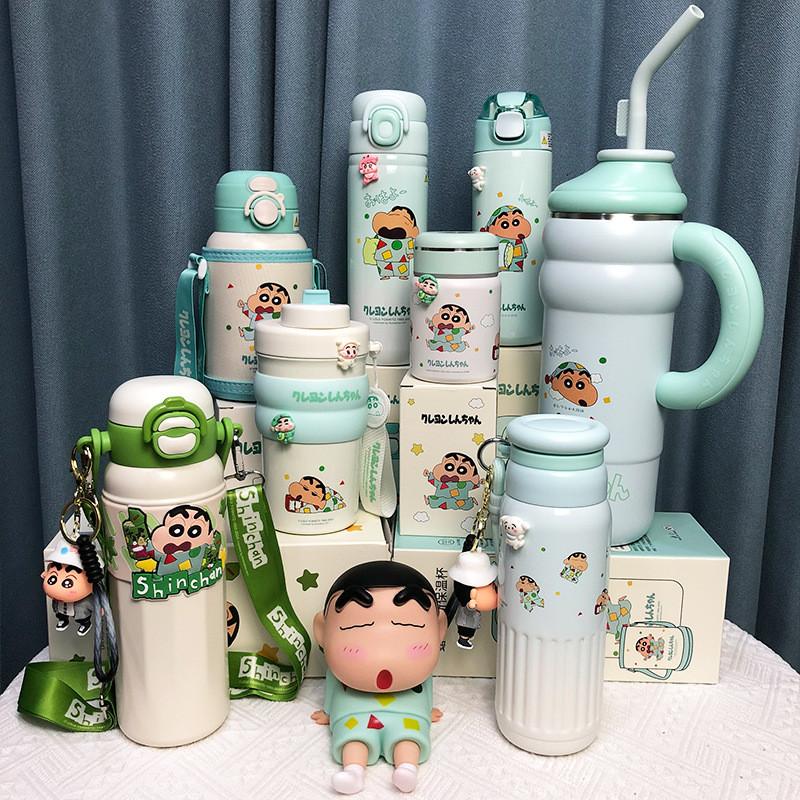 Crayon Shinchan Kids Travel Insulated Water Bottle With Straw Handle For Outdoor Activities