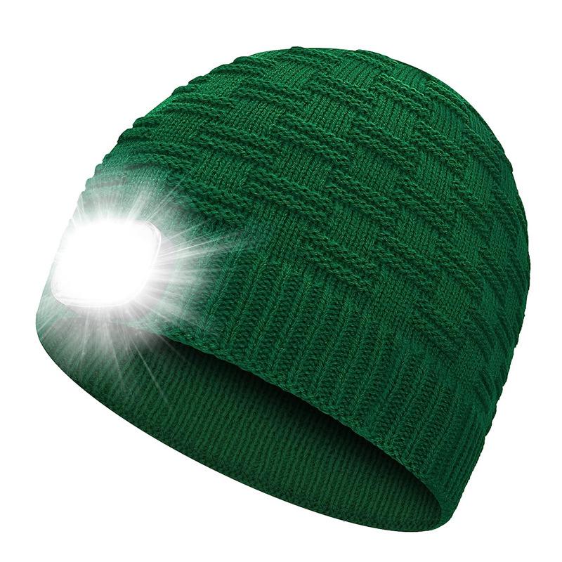 Luminous LED Knitted Hat: Warm Outdoor Sports Headlamp Cap for Night Running and Travel