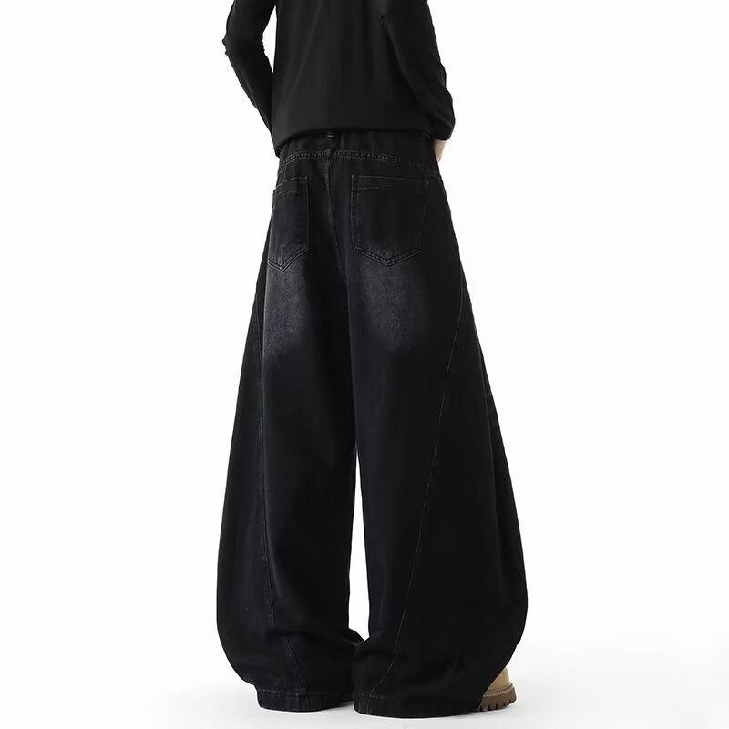 American high street wide-leg jeans men's spring and autumn loose straight casual trousers men's pants washed retro men's pants
