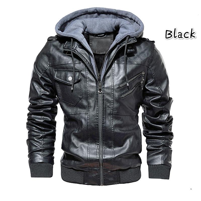 Chaqueta de cuero de PU, con capucha extraíble, varias tallas y colores  comprar a buen precio — entrega gratuita, reseñas reales con fotos — Joom