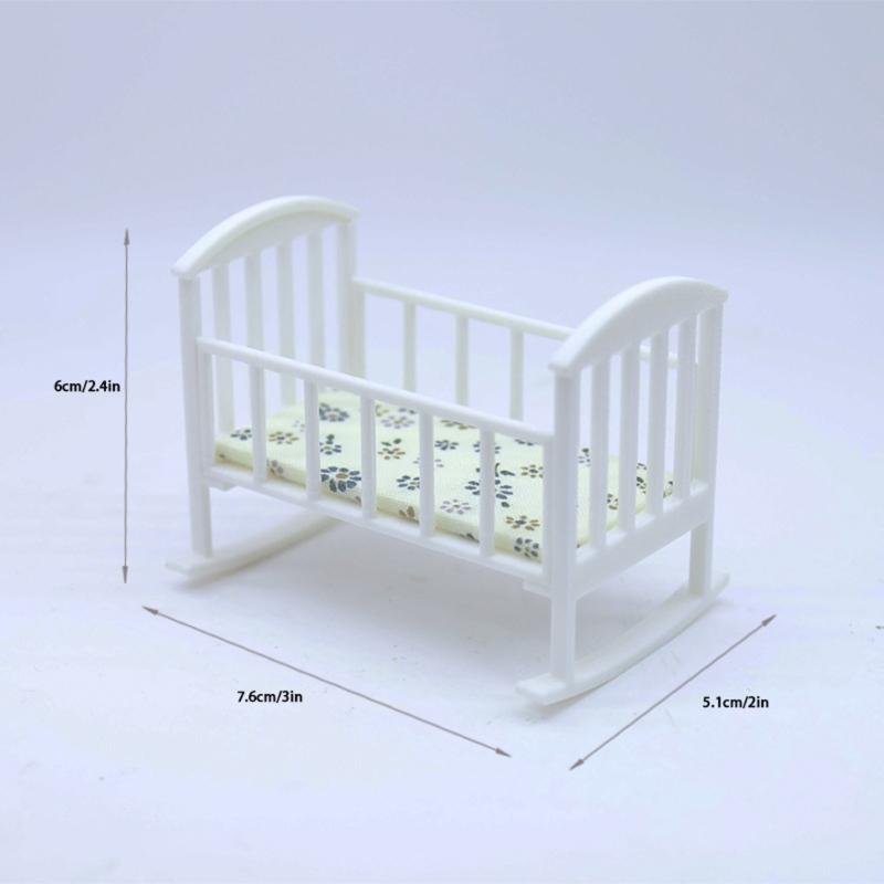 Baby Crib Miniature Small Bed for 1:12 Scale Dollhouses, Perfect for Role Play and Display Realistic Bassinet Furniture