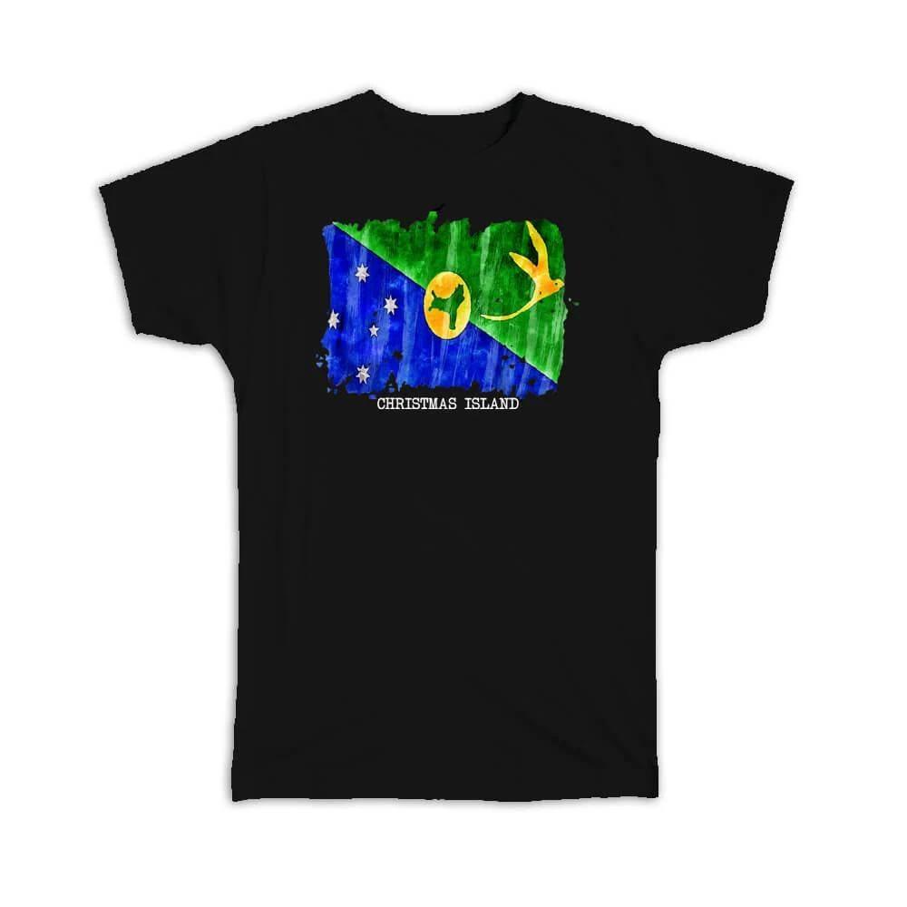 Gift T-Shirt : Christmas Island Flag Australia Travel Expat Country Watercolor 3XL