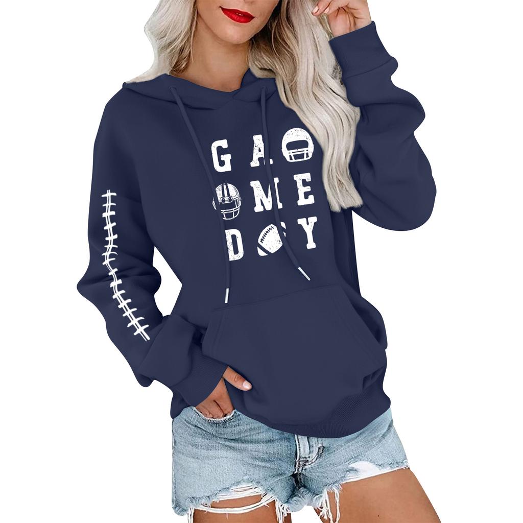 Women's Fashionable, Casual, Comfortable Round-neck, Hooded, Long-sleeved, Rugby-print Warm Sweater