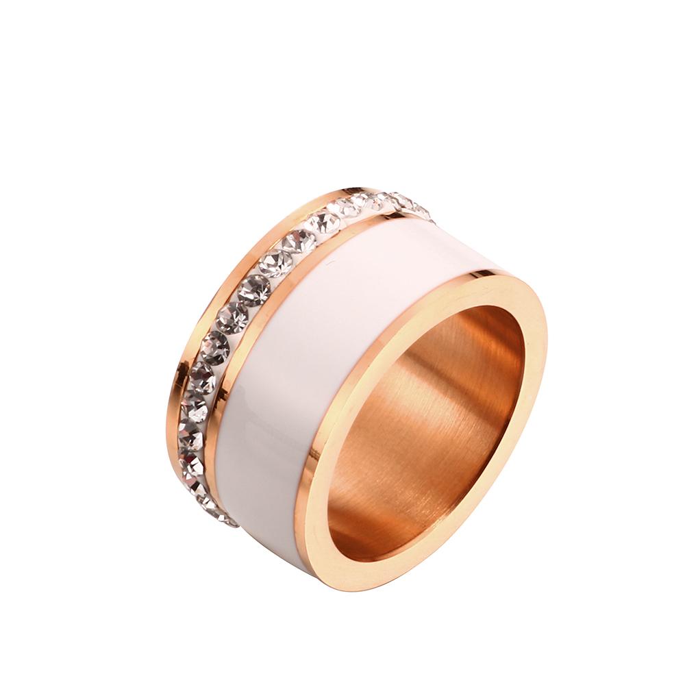 Luxury Black White Resin Ceramic Rings Female  Love Promise Rings Engagement Wedding Bridal Stainless Steel Rings